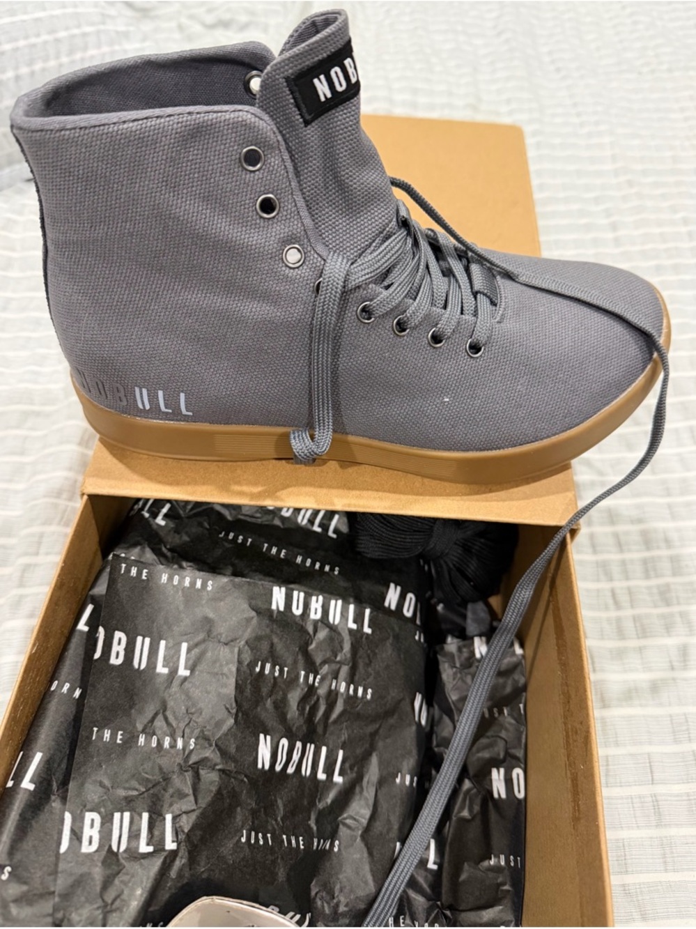 NOBULL Dark Grey Canvas Trainer High with Gum Accent - Picture 2 of 3